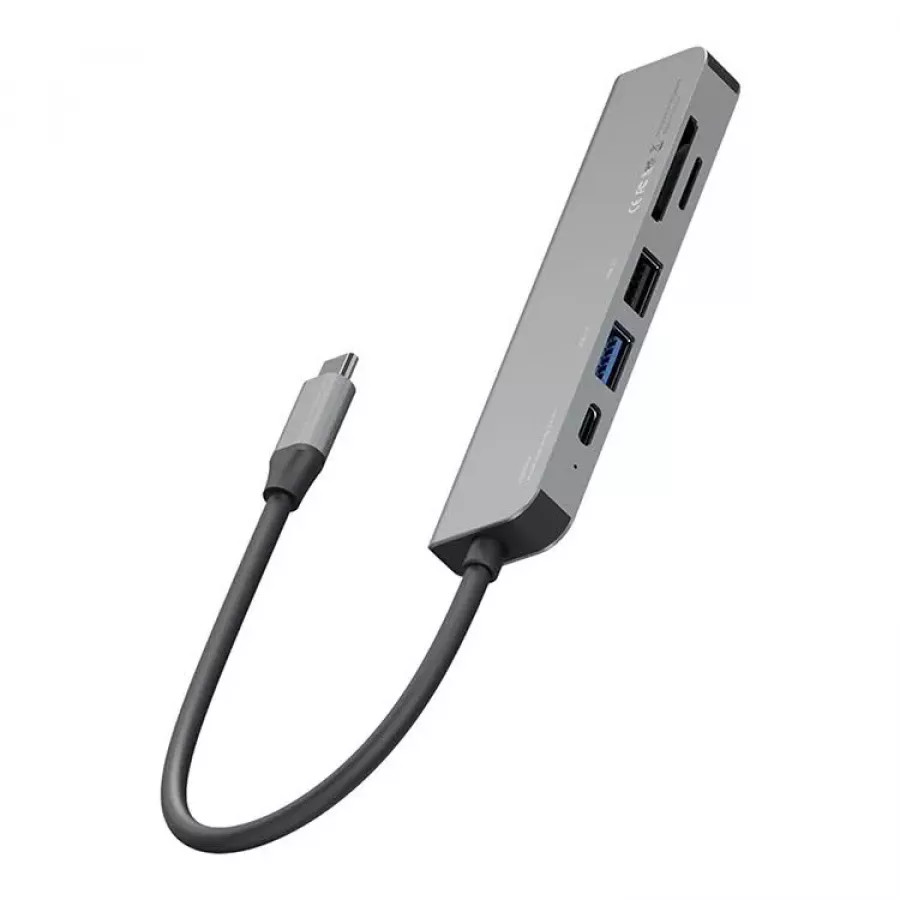 Купить Адаптер EnergEA AluHUB HD 6-in-1 Superspeed, USB-C PD60W, USB3.0, USB2.0, HDMI 4K30, SD, microSD в Сочи. Вид 3