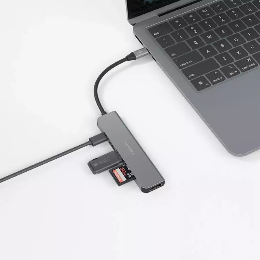 Купить Адаптер EnergEA AluHUB HD 6-in-1 Superspeed, USB-C PD60W, USB3.0, USB2.0, HDMI 4K30, SD, microSD в Сочи. Вид 4