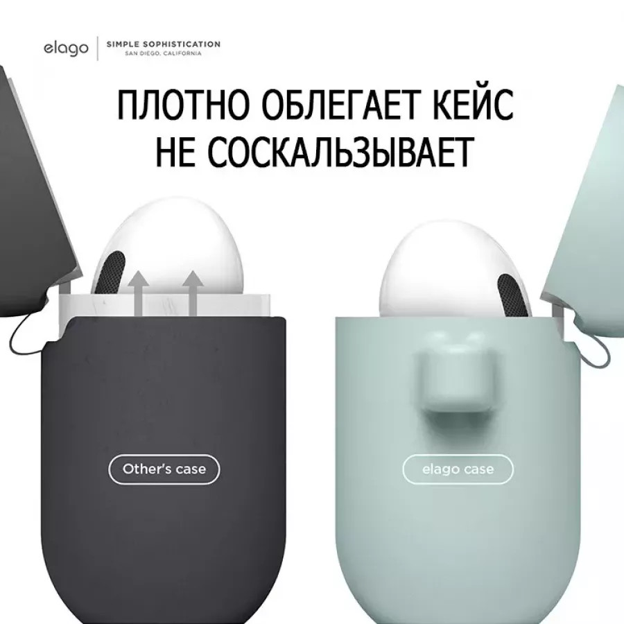 Купить Силиконовый чехол Elago Silicone Hang Mint для AirPods 3 (2021), мятный в Сочи. Вид 3