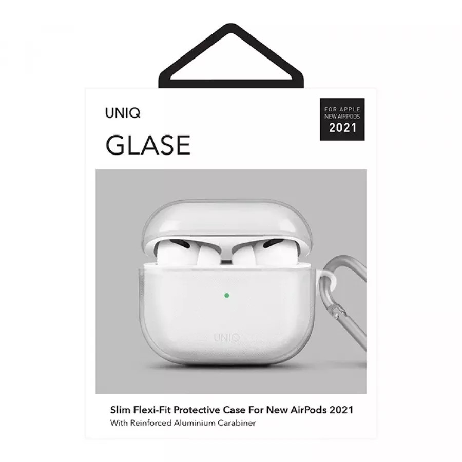 Купить Чехол Uniq Glase с карабином для Airpods 3, прозрачный в Сочи. Вид 4