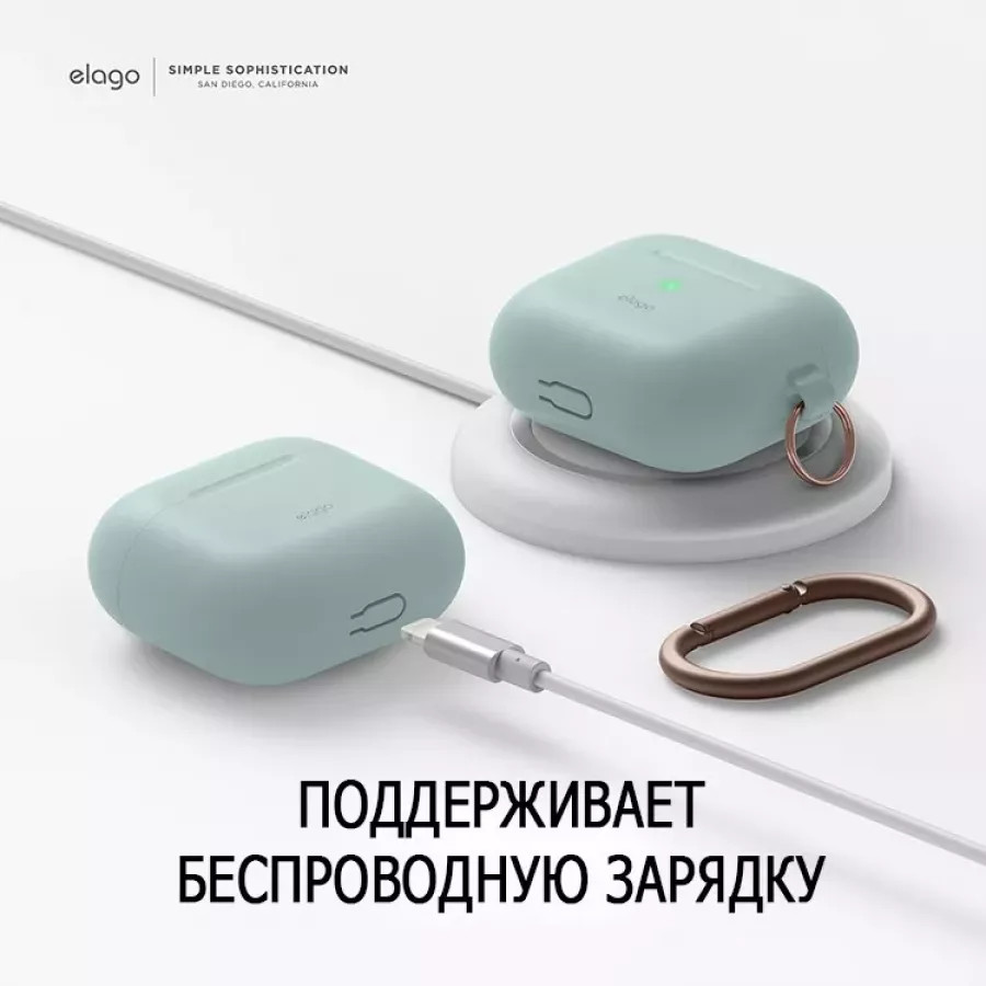 Купить Силиконовый чехол Elago Silicone Hang Mint для AirPods 3 (2021), мятный в Сочи. Вид 5