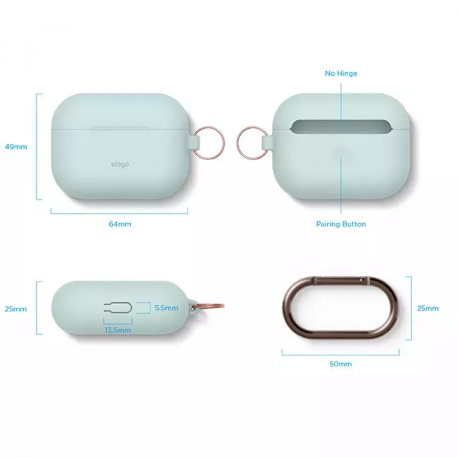 Купить Силиконовый чехол Elago Silicone Hang Mint для AirPods Pro, мятный в Сочи. Вид 6