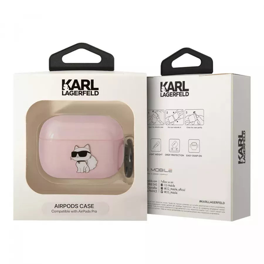 Купить Чехол Lagerfeld TPU with ring NFT Choupette для Airpods Pro 2, Translucent Pink в Сочи. Вид 3