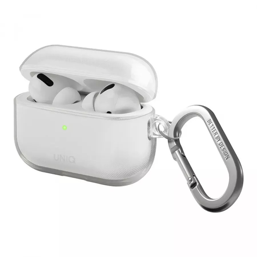 Купить Чехол Uniq Glase с карабином для AirPods Pro 2, прозрачный в Сочи. Вид 2