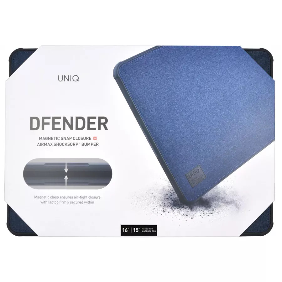 Купить Чехол Uniq DFender Sleeve Kanvas для Macbook Pro 15/16, blue в Сочи. Вид 4