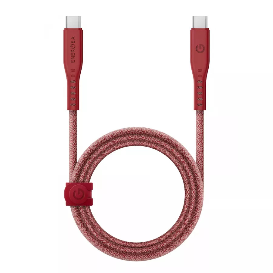 Купить Кабель EnergEA FLOW USB-C to USB-C PD240W 5A Nanoweave Magnetic tie, 1.5м, красный в Сочи. Вид 2