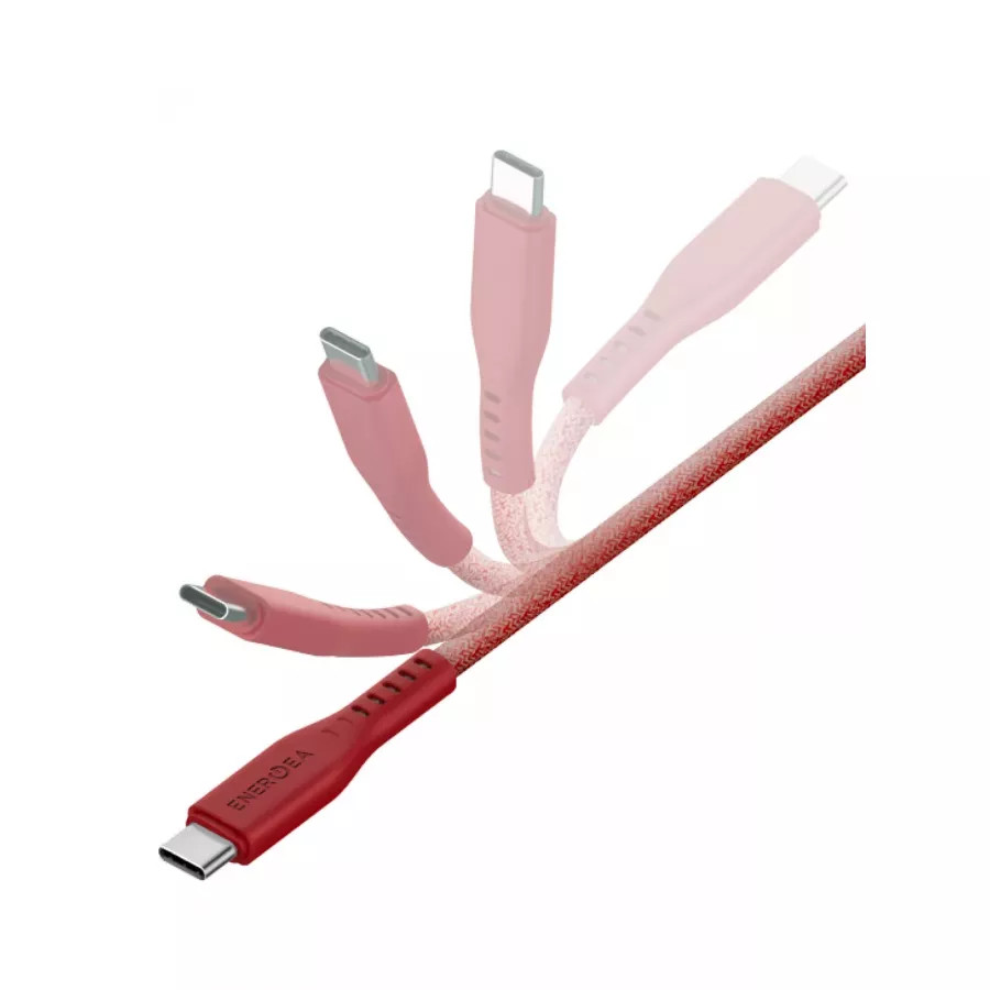 Купить Кабель EnergEA FLOW USB-C to USB-C PD240W 5A Nanoweave Magnetic tie, 1.5м, красный в Сочи. Вид 3
