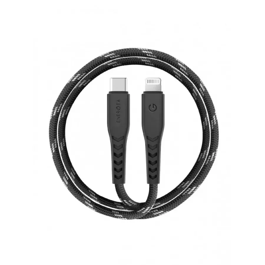 Купить Кабель EnergEA FibraTough USB-C - Lightning MFI 1.5м, черный в Сочи. Вид 1