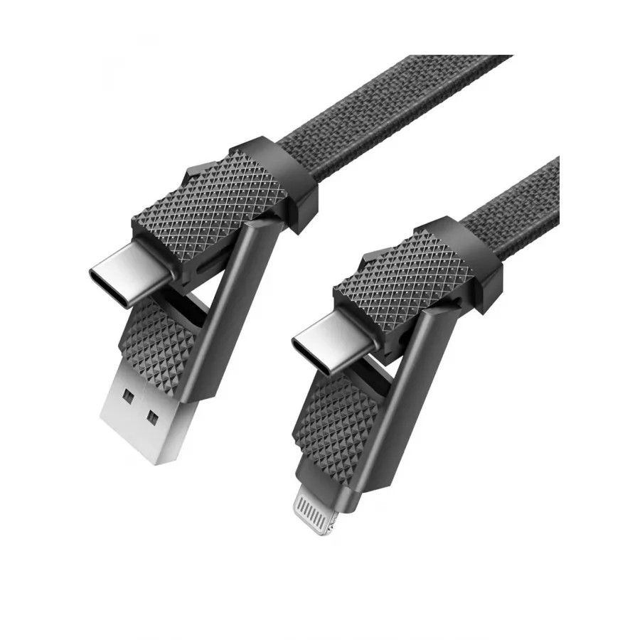 Купить Кабель EnergEA Bazic AluCable 4-in-1 (In USB-A/C, Out USB-C/Lightning) 60W, 1м, черный в Сочи. Вид 2