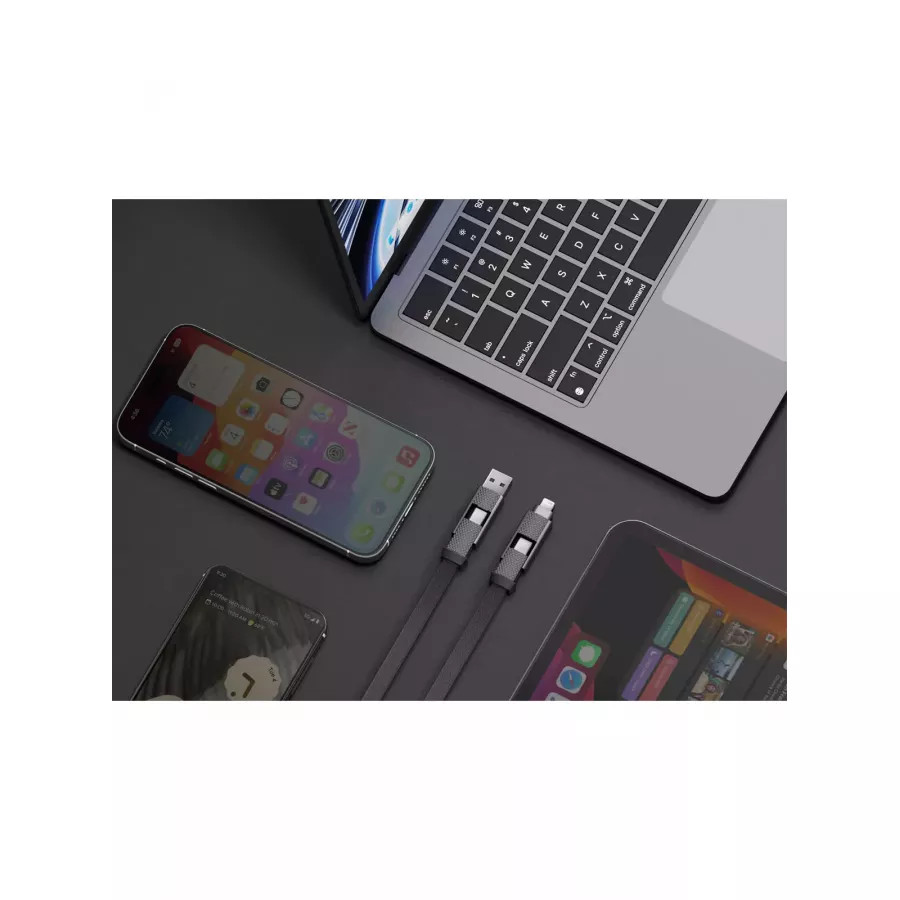Купить Кабель EnergEA Bazic AluCable 4-in-1 (In USB-A/C, Out USB-C/Lightning) 60W, 1м, черный в Сочи. Вид 7