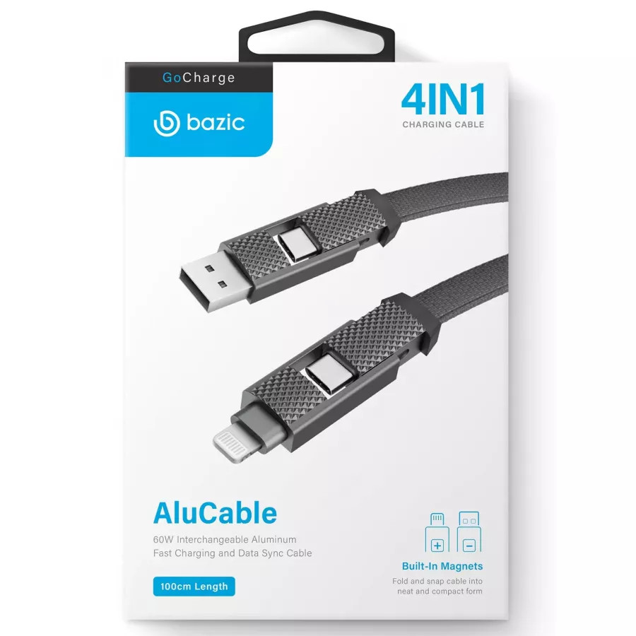 Купить Кабель EnergEA Bazic AluCable 4-in-1 (In USB-A/C, Out USB-C/Lightning) 60W, 1м, черный в Сочи. Вид 8