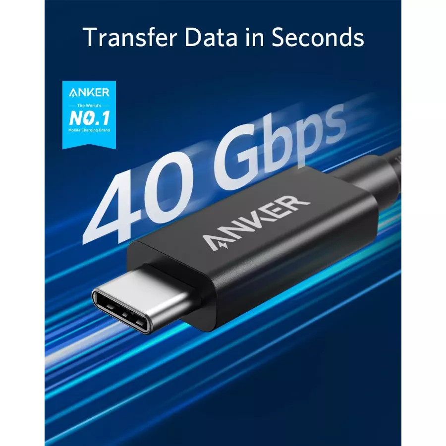 Купить Кабель Anker USB-C to USB-C ThunderBolt 3.0 100Вт, 40Гбит/с  0.5м, черный в Сочи. Вид 2