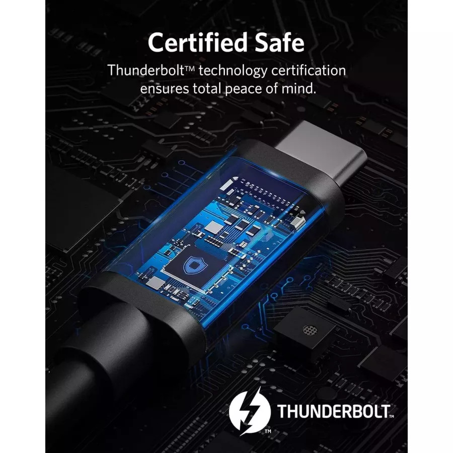 Купить Кабель Anker USB-C to USB-C ThunderBolt 3.0 100Вт, 40Гбит/с  0.5м, черный в Сочи. Вид 5