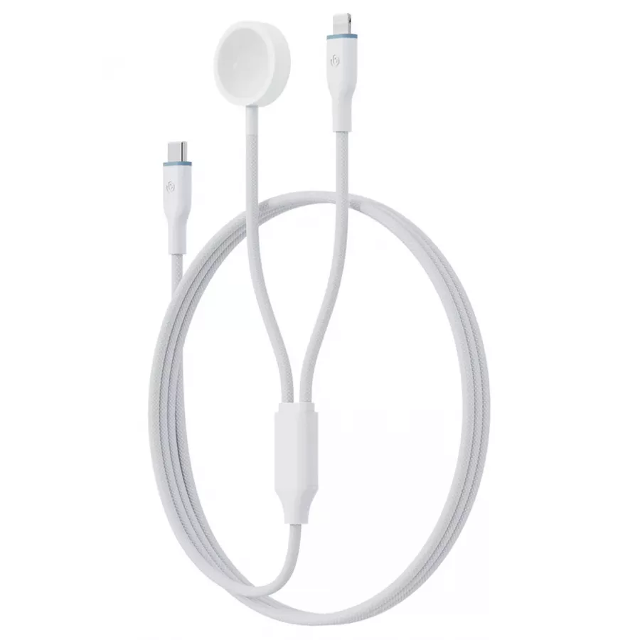 Купить Зарядный кабель EnergEA ЗУ Bazic GoCharge Deuce 2in1 USB-C to AW 1.8м для Apple Watch, White в Сочи. Вид 1