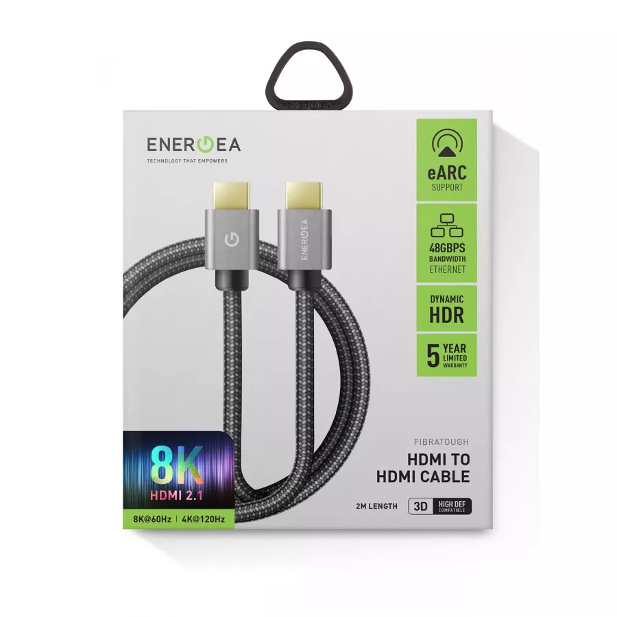 Купить Кабель EnergEA FibraTough HDMI 2.1 на HDMI 2.1, 8K 60Гц, 4K 120Гц, 2м, Черный в Сочи. Вид 6