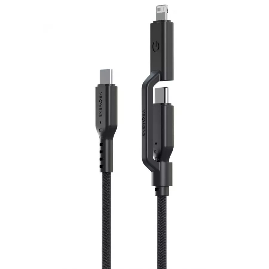 Купить Кабель EnergEA FLOW Duo USB-C to USB-C PD240W/480Mbps 5A + Lightning MFI PD60W 3A Nanoweave, 1.5м, черный в Сочи. Вид 2