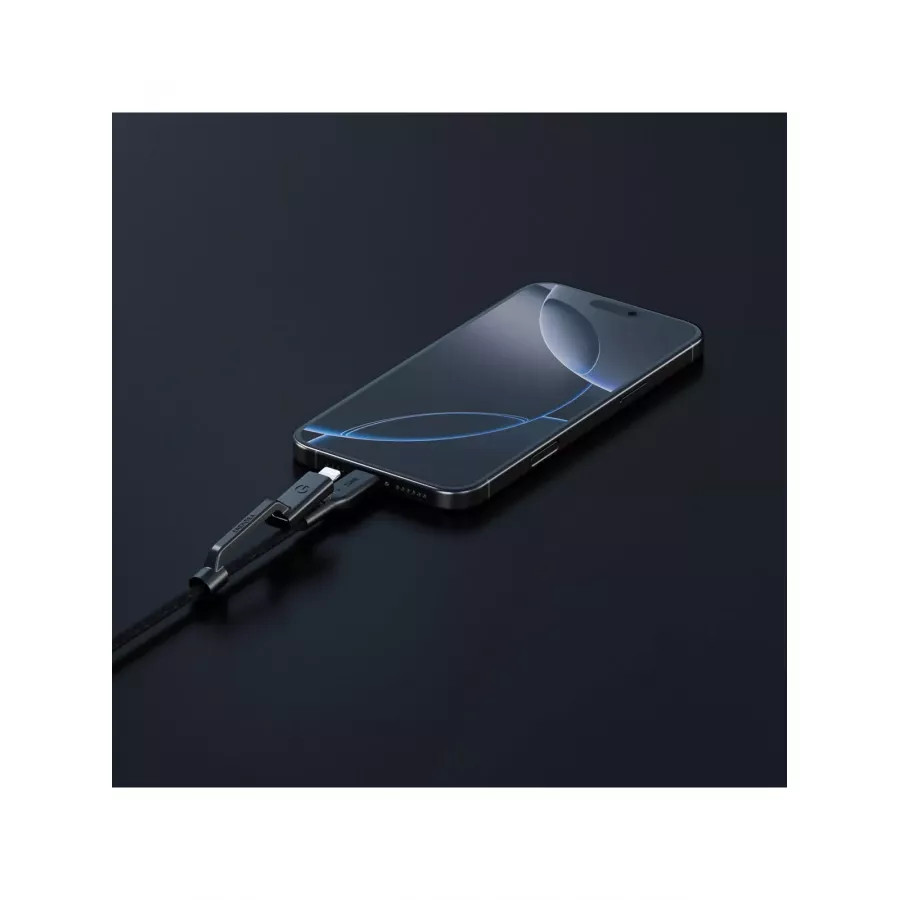 Купить Кабель EnergEA FLOW Duo USB-C to USB-C PD240W/480Mbps 5A + Lightning MFI PD60W 3A Nanoweave, 1.5м, черный в Сочи. Вид 6