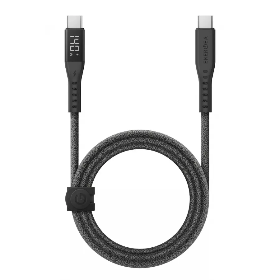 Купить Кабель EnergEA FLOW USB-C to USB-C PD240W 5A DISPLAY Nanoweave Magnetic tie, 1.5м, Black в Сочи. Вид 1