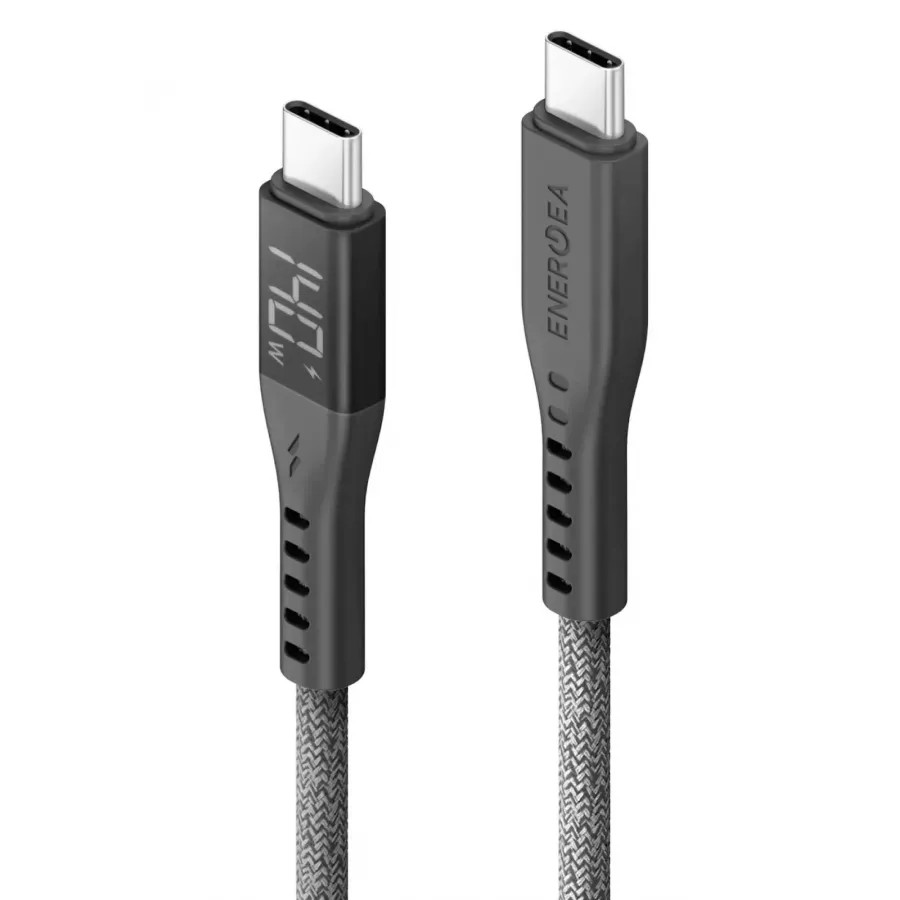 Купить Кабель EnergEA FLOW USB-C to USB-C PD240W 5A DISPLAY Nanoweave Magnetic tie, 1.5м, Black в Сочи. Вид 2