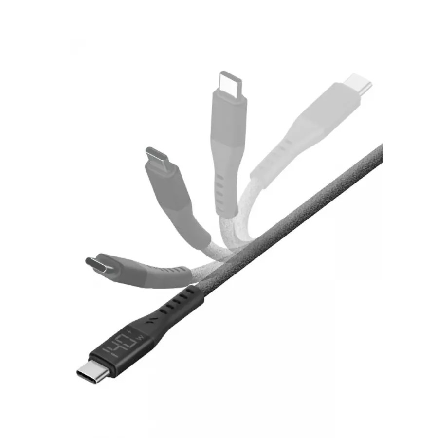Купить Кабель EnergEA FLOW USB-C to USB-C PD240W 5A DISPLAY Nanoweave Magnetic tie, 1.5м, Black в Сочи. Вид 3