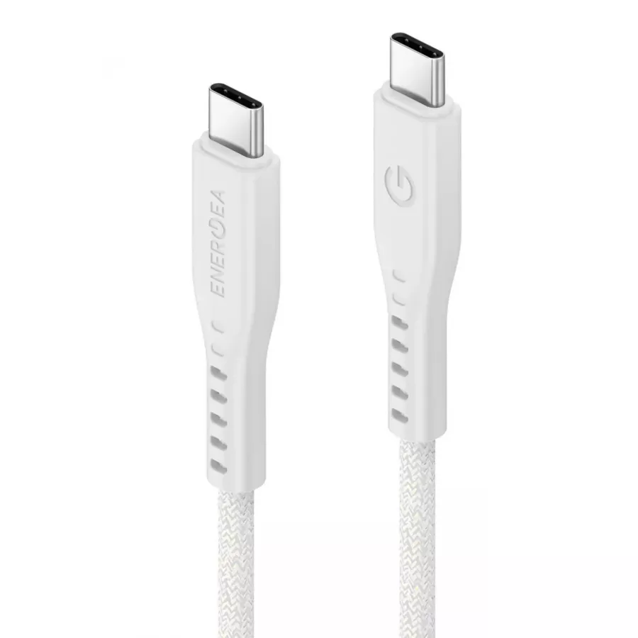 Купить Кабель EnergEA FLOW USB-C to USB-C PD240W 5A Nanoweave Magnetic tie, 1.5м, White в Сочи. Вид 1