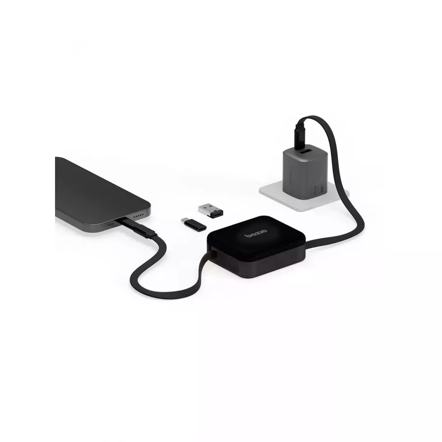 Купить Кабель Energea Bazic GoCharge Loop Cable Kit 5-in-1 Micro/USB-A/C/Lightning Retractable 1.0м, черный в Сочи. Вид 3