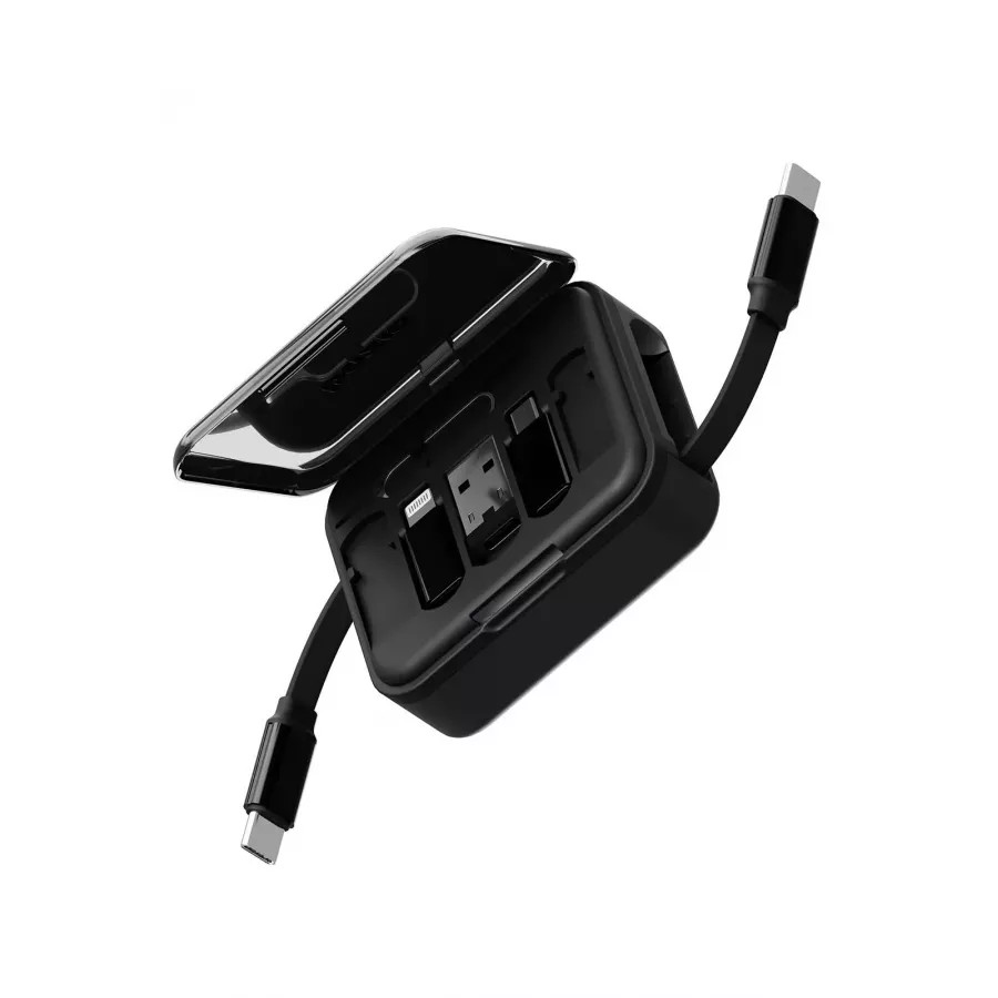Купить Кабель Energea Bazic GoCharge Loop Cable Kit 5-in-1 Micro/USB-A/C/Lightning Retractable 1.0м, черный в Сочи. Вид 5