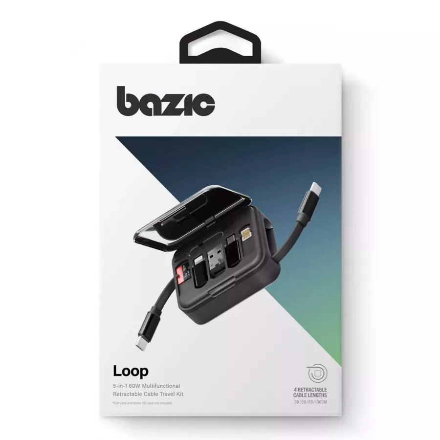Купить Кабель Energea Bazic GoCharge Loop Cable Kit 5-in-1 Micro/USB-A/C/Lightning Retractable 1.0м, черный в Сочи. Вид 7