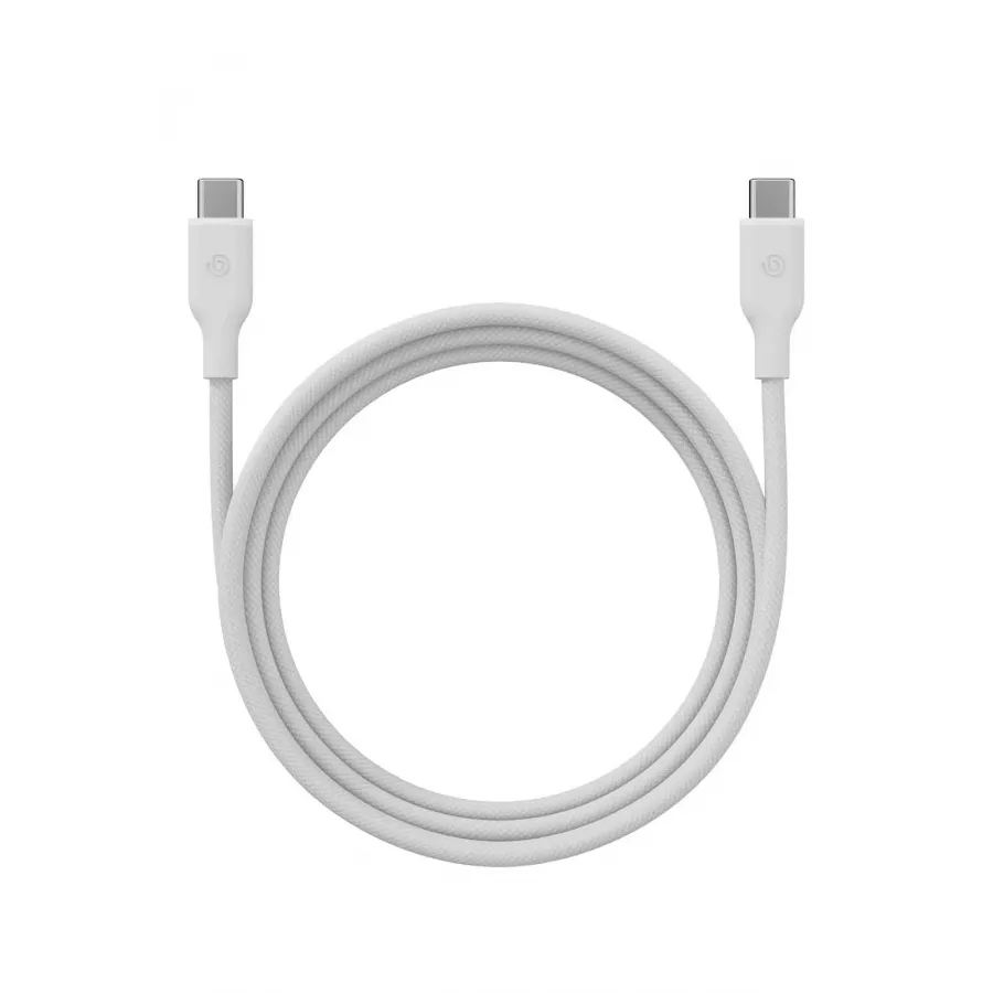 Купить Кабель EnergEA Bazic GoCharge Weave 1.5м USB-C to USB-C 60W 480Mbps Soft braided, белый в Сочи. Вид 1
