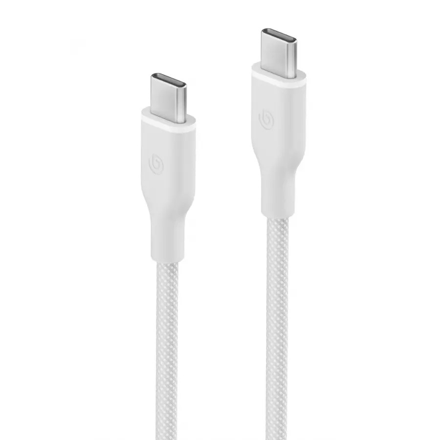 Купить Кабель EnergEA Bazic GoCharge Weave 1.5м USB-C to USB-C 60W 480Mbps Soft braided, белый в Сочи. Вид 2