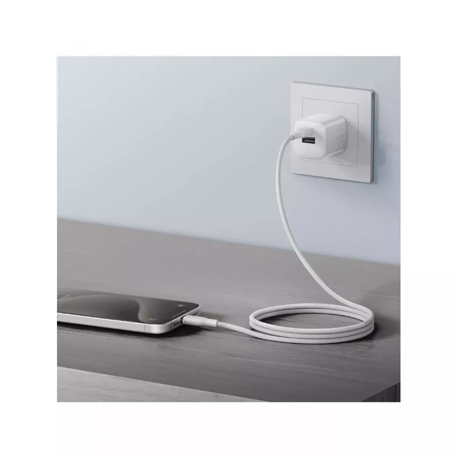 Купить Кабель EnergEA Bazic GoCharge Weave 1.5м USB-C to USB-C 60W 480Mbps Soft braided, белый в Сочи. Вид 5