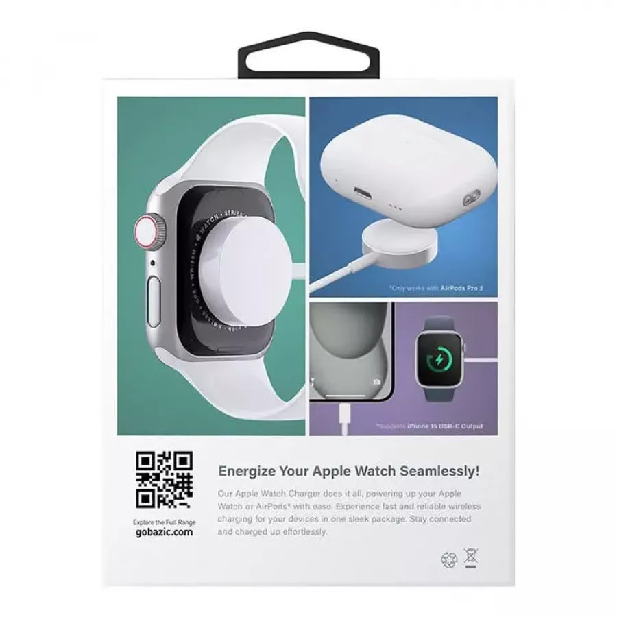 Купить Зарядный кабель EnergEA ЗУ Bazic GoCharge Wireless chager with USB-C to AW cable 1м для Apple Watch, White в Сочи. Вид 7