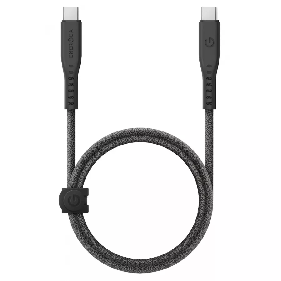 Купить Кабель EnergEA FLOW USB-C to USB-C 3.2 Gen2/20Gbps PD240W 5A Nanoweave Magnetic tie, 1м, черный в Сочи. Вид 1