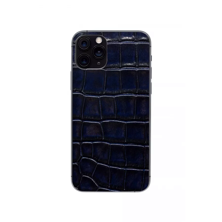 Защитная наклейка из натуральной кожи для iPhone 11 Pro, Вид Темно-синий. Вид 1