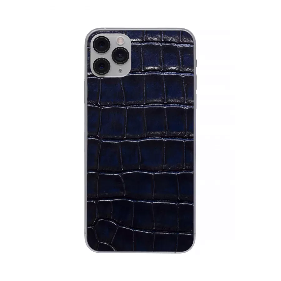 Защитная наклейка из натуральной кожи для iPhone 11 Pro Max, Вид Темно-синий. Вид 1