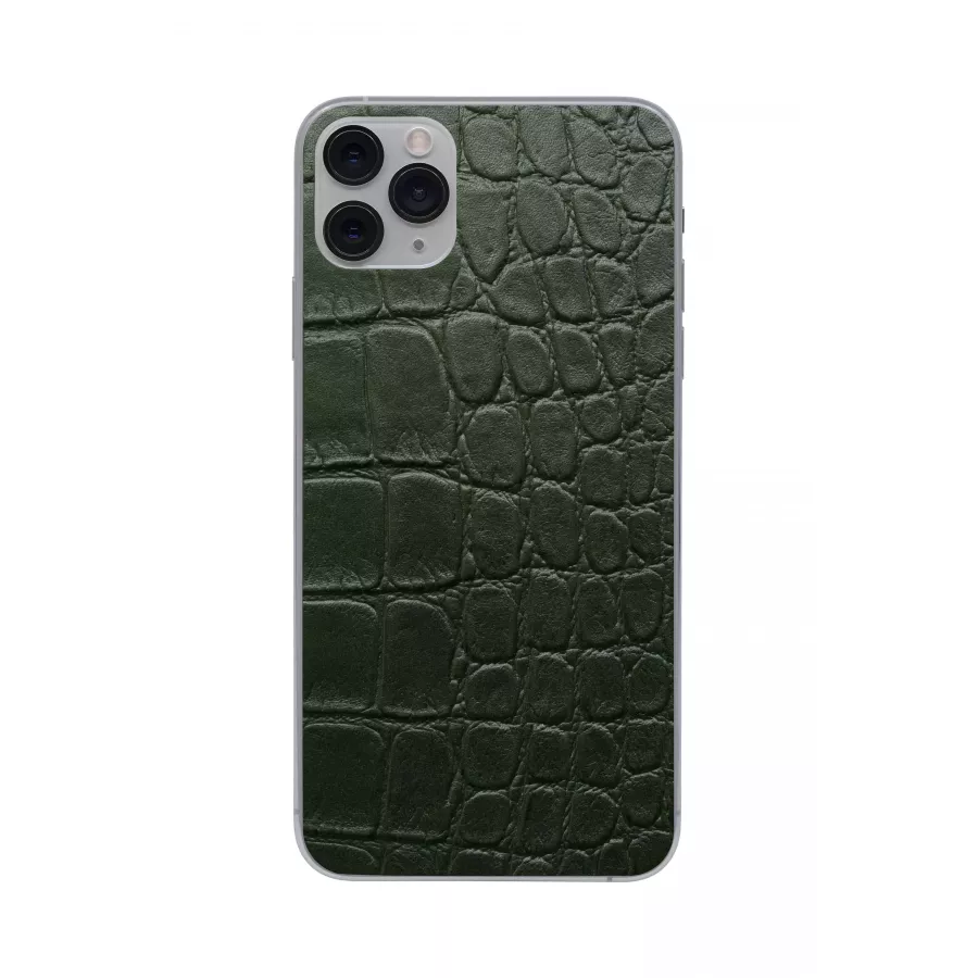 Купить Защитная наклейка из натуральной кожи для iPhone 11 Pro Max, Вид Зеленый 2 в Сочи. Вид 1