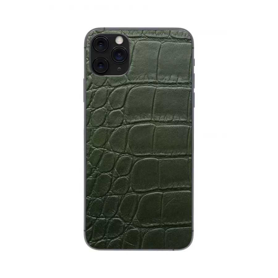 Купить Защитная наклейка из натуральной кожи для iPhone 11 Pro Max, Вид Зеленый 3 в Сочи. Вид 4