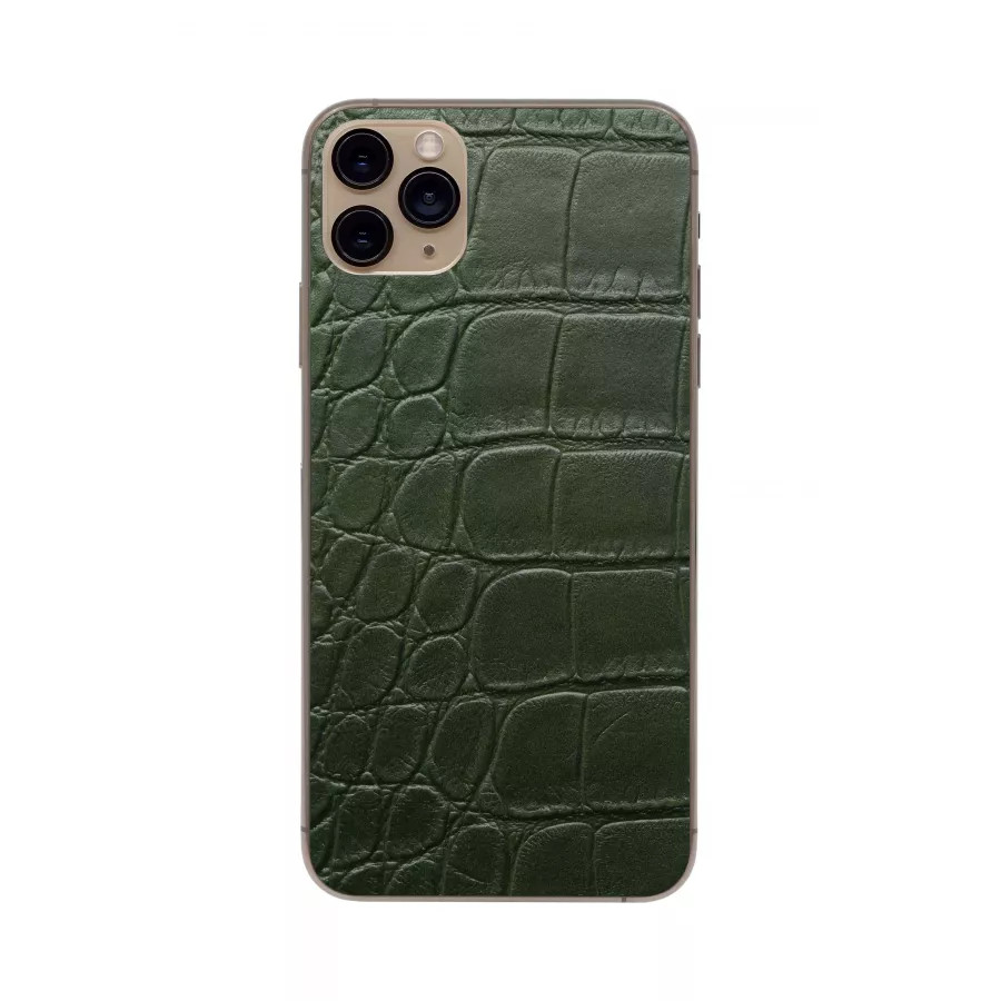 Купить Защитная наклейка из натуральной кожи для iPhone 11 Pro Max, Вид Зеленый 3 в Сочи. Вид 3