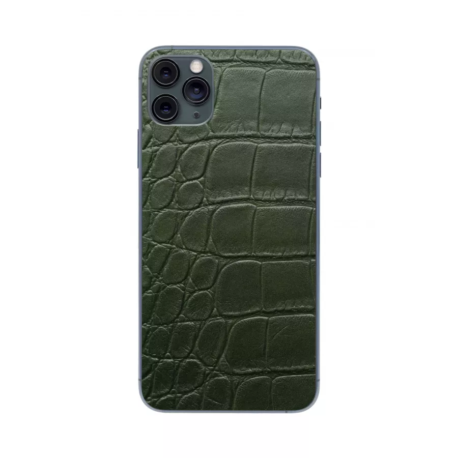 Купить Защитная наклейка из натуральной кожи для iPhone 11 Pro Max, Вид Зеленый 3 в Сочи. Вид 1