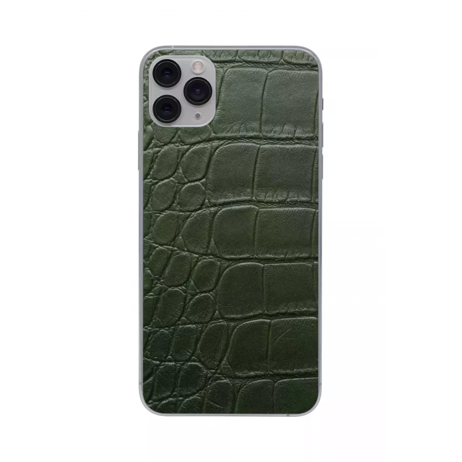 Купить Защитная наклейка из натуральной кожи для iPhone 11 Pro Max, Вид Зеленый 3 в Сочи. Вид 2