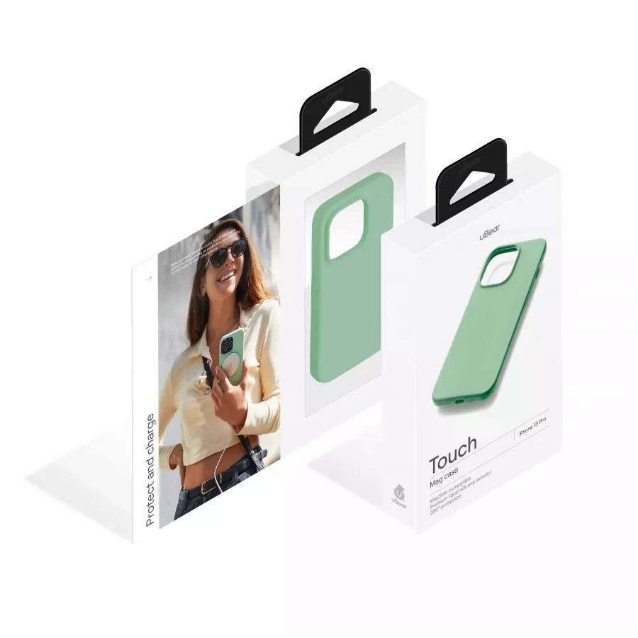 Купить Силиконовый чехол uBear Touch Mag Case для iPhone 13 Pro Max, светло-зеленый в Сочи. Вид 5