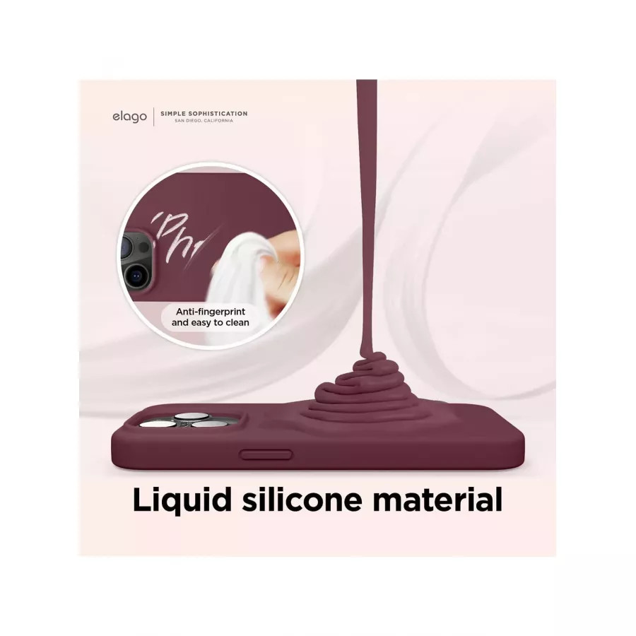 Купить Чехол Elago Soft silicone (Liquid) для iPhone 14 Pro Max, Burgundy в Сочи. Вид 3
