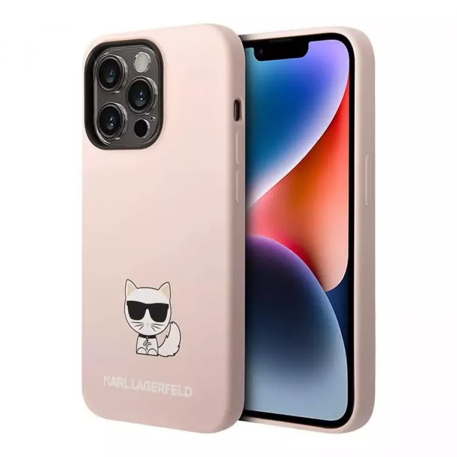 Купить Чехол Lagerfeld Liquid silicone Choupette body Hard для iPhone 14 Pro Max, розовый в Сочи. Вид 1