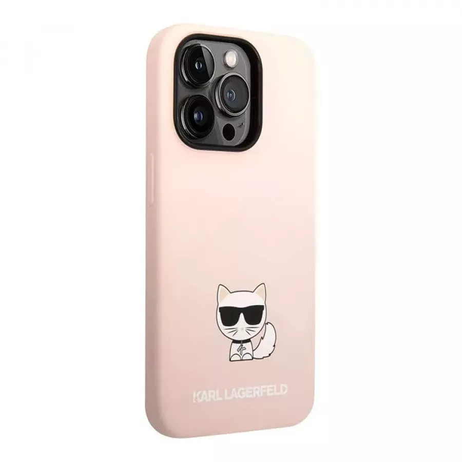 Купить Чехол Lagerfeld Liquid silicone Choupette body Hard для iPhone 14 Pro Max, розовый в Сочи. Вид 2