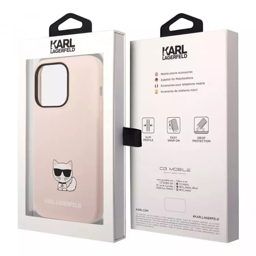 Купить Чехол Lagerfeld Liquid silicone Choupette body Hard для iPhone 14 Pro Max, розовый в Сочи. Вид 5