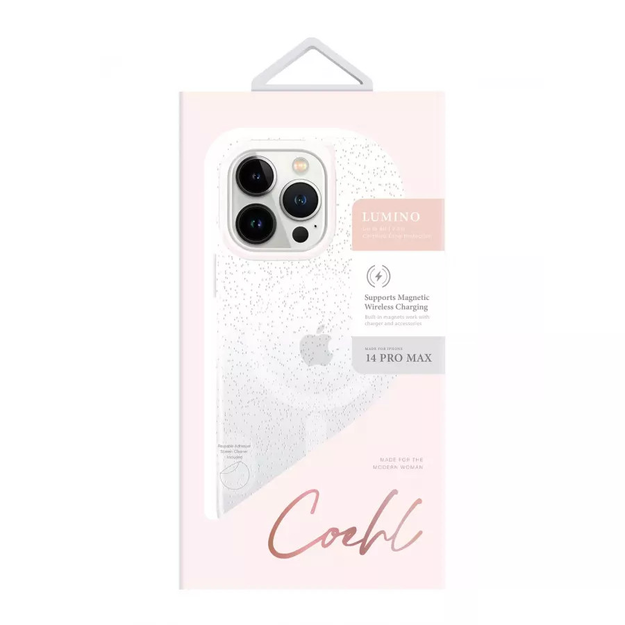 Купить Чехол Uniq COEHL Lumino Sparkling (MagSafe) для iPhone 14 Pro Max, серебристый в Сочи. Вид 3