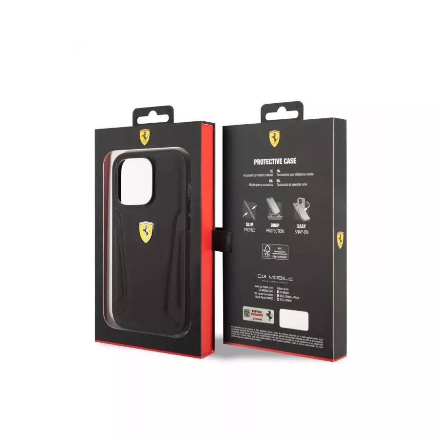 Купить Чехол Ferrari Leather Stamped sides Hard (Magsafe) для iPhone 14 Pro, черный в Сочи. Вид 5