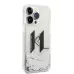 Купить Чехол Lagerfeld Liquid glitter Big KL logo Hard для iPhone 14 Pro, серебристый в Сочи. Вид 4