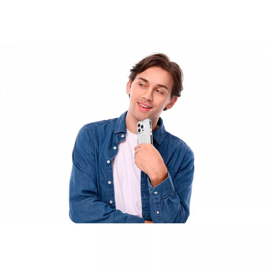 Купить Чехол uBear Real Mag Case для iPhone 14 Pro, усиленный, текстурир.,прозрачный в Сочи. Вид 11