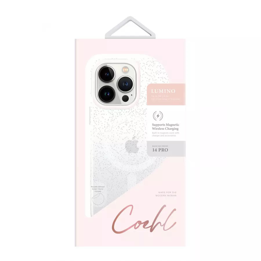 Купить Чехол Uniq COEHL Lumino Sparkling (MagSafe) для iPhone 14 Pro, серебристый в Сочи. Вид 3